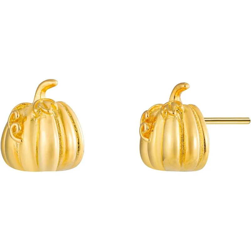 2D Autumn Gold Pumpkin Stud Earrings