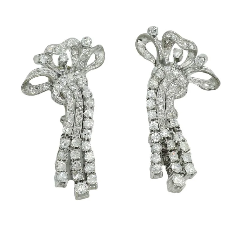 ~3.00 CTW PLATINUM DIAMOND DANGLE EARRINGS