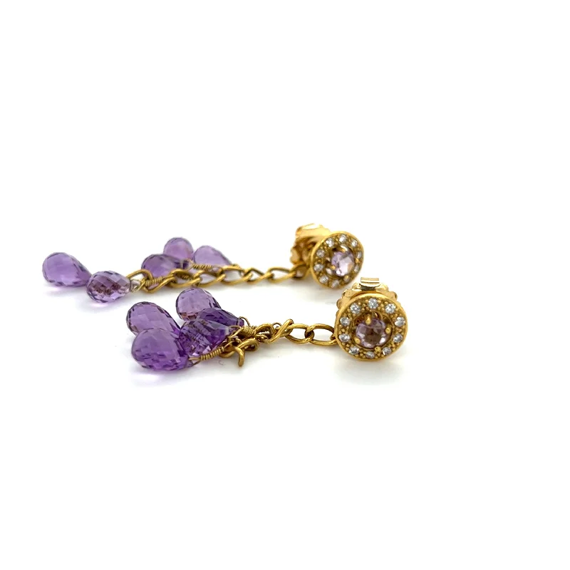 Amethyst Diamond Studs + Detachable Chandeliers