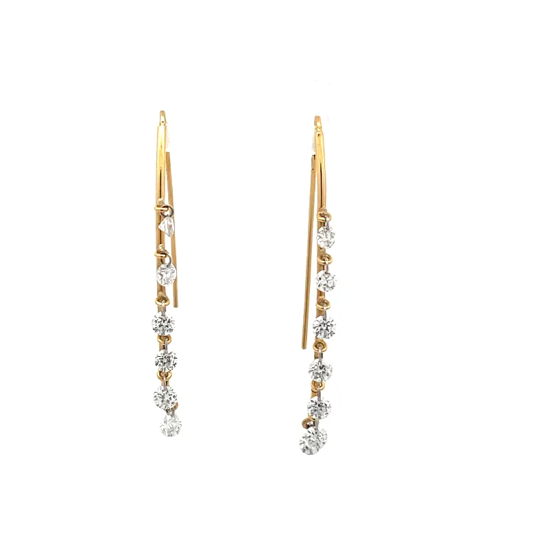 ARESA 1.03CT ROUND DIAMOND LONG SPEAR HOOK EARRINGS