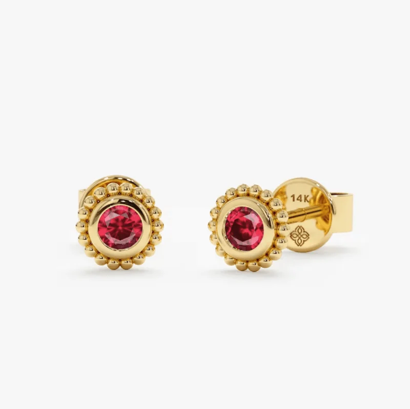 Art Deco Ruby Studs, Winnie