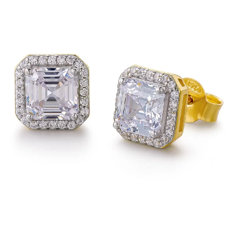 Asscher Cut Halo Studs