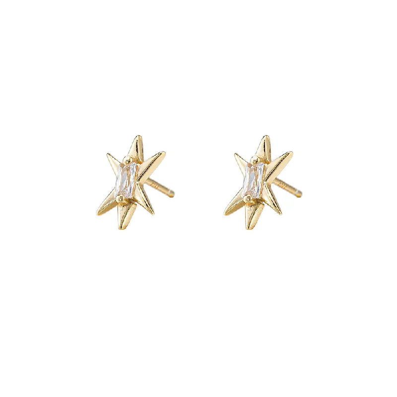 Baguette North Star Stud Earrings