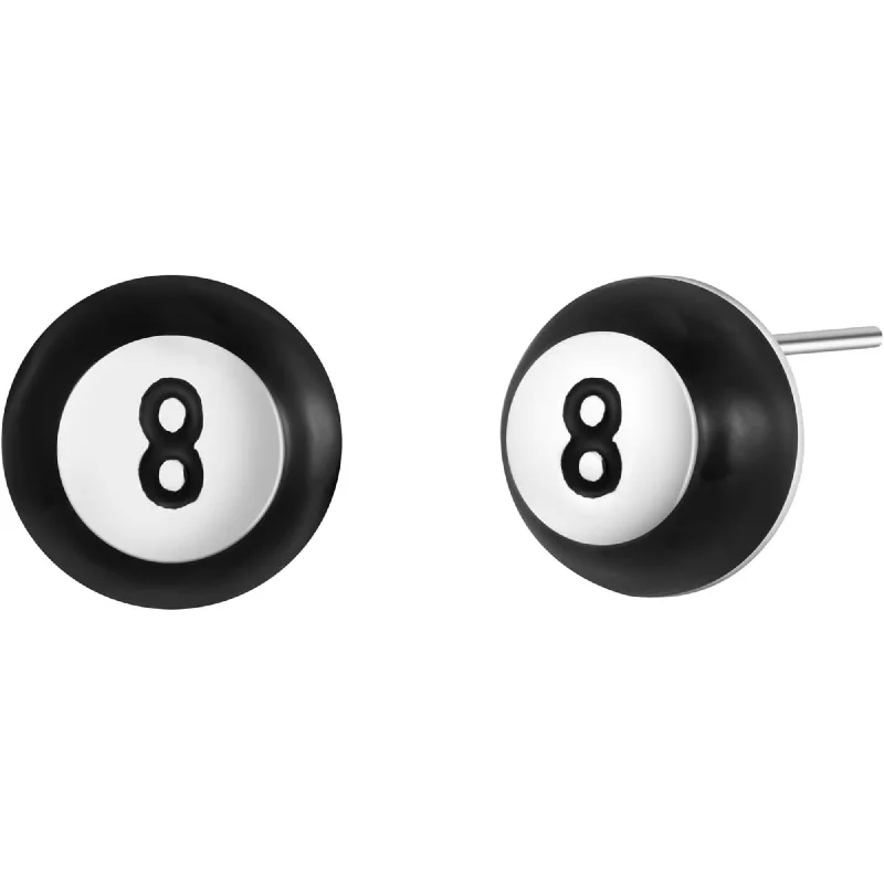 2D Billiard Magic 8 Ball Stud Earrings Jewelry