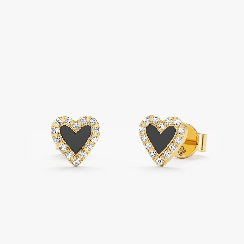 Diamonds Black Heart Studs, Lilliana