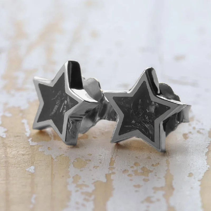 Star Shaped Solid Silver Stud Earrings