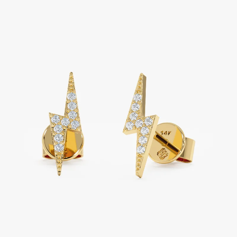 Bold Diamond Lightning Bolt Studs, Electra