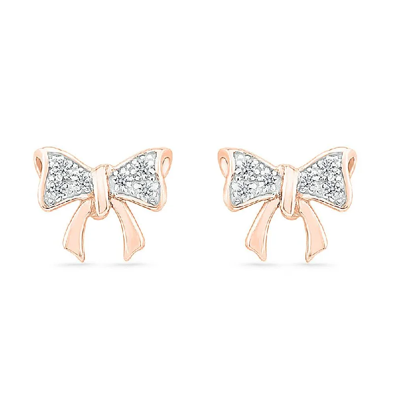 Tiny Ribbon Diamond Stud Earrings