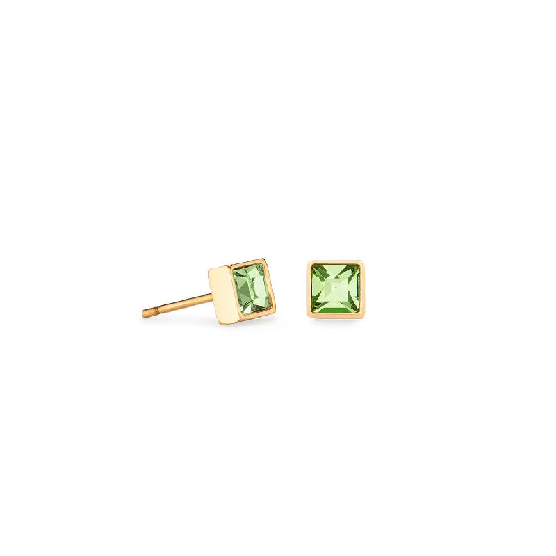 Brilliant Square small earrings gold green