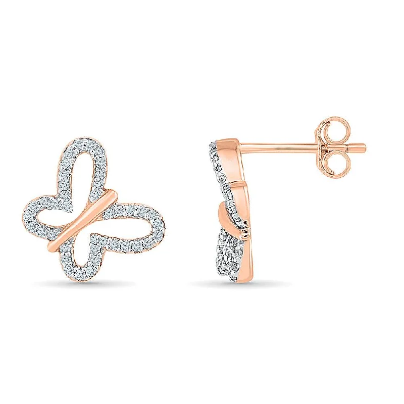 Butterfly Shape Diamond Stud Earrings