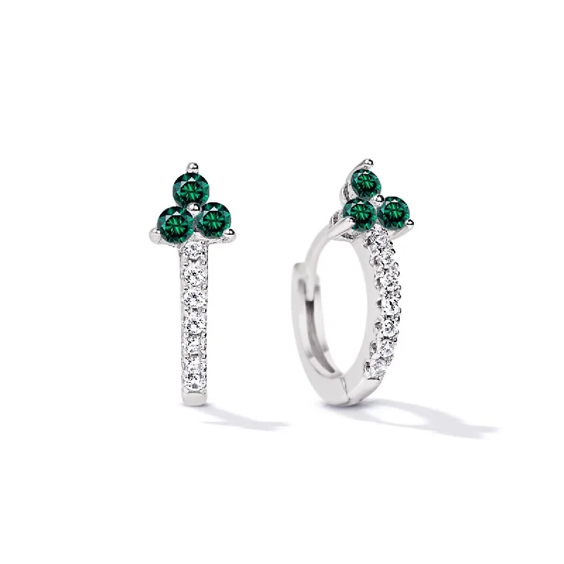 Clover Gemstone Huggie Earrings Emerald