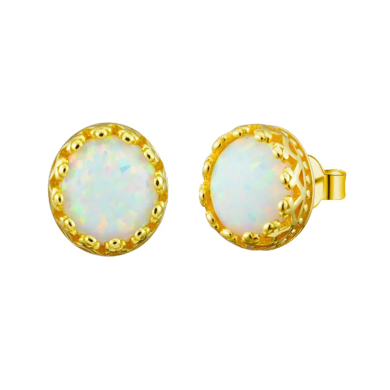 Golden Crowned Opal Stud Earrings