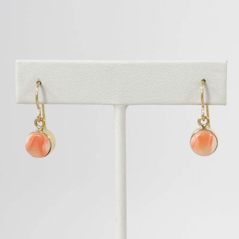 Coral and Gold Earrings