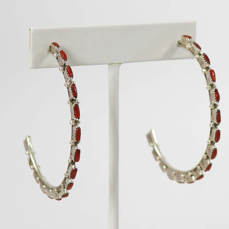 Coral Hoop Earrings