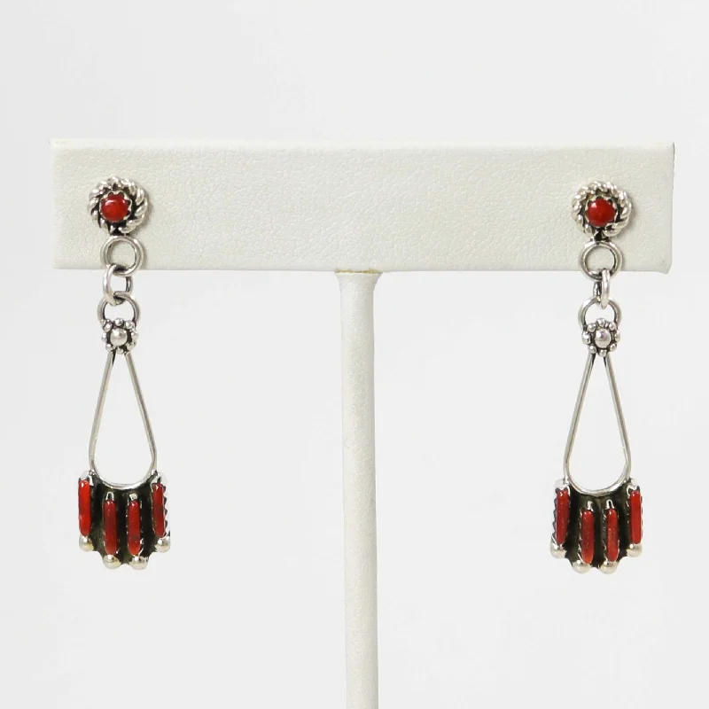 Coral Needlepoint Earrings