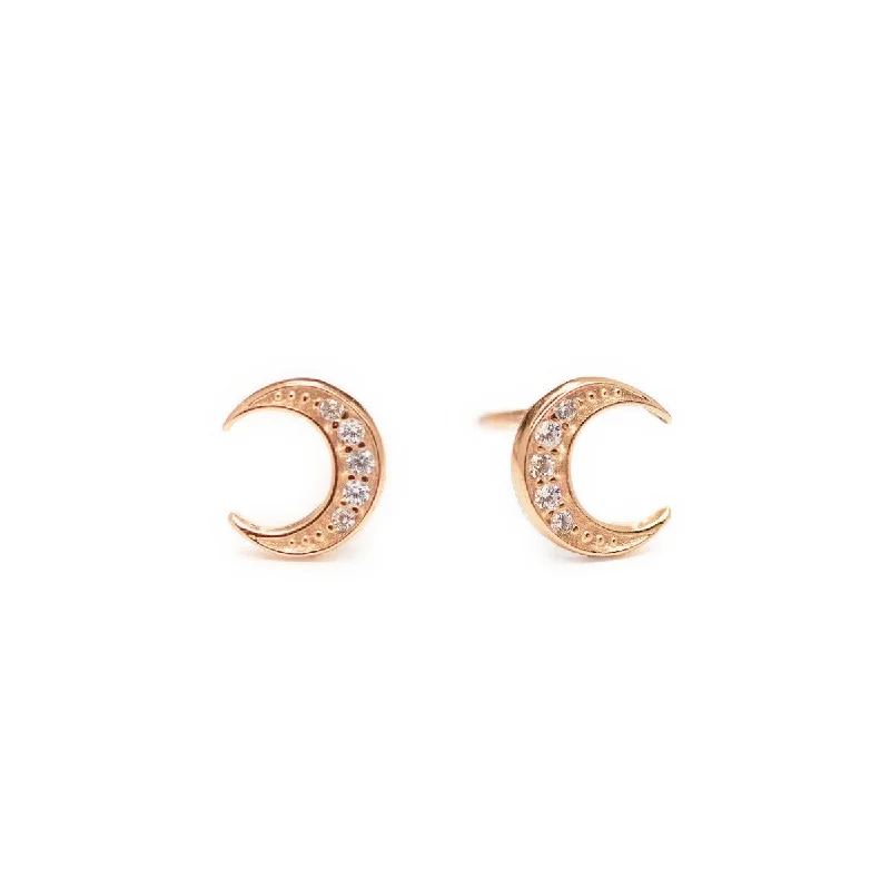 Crescent Moon Pave Studs