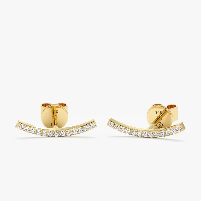 Curved Diamond Bar Studs, Ava