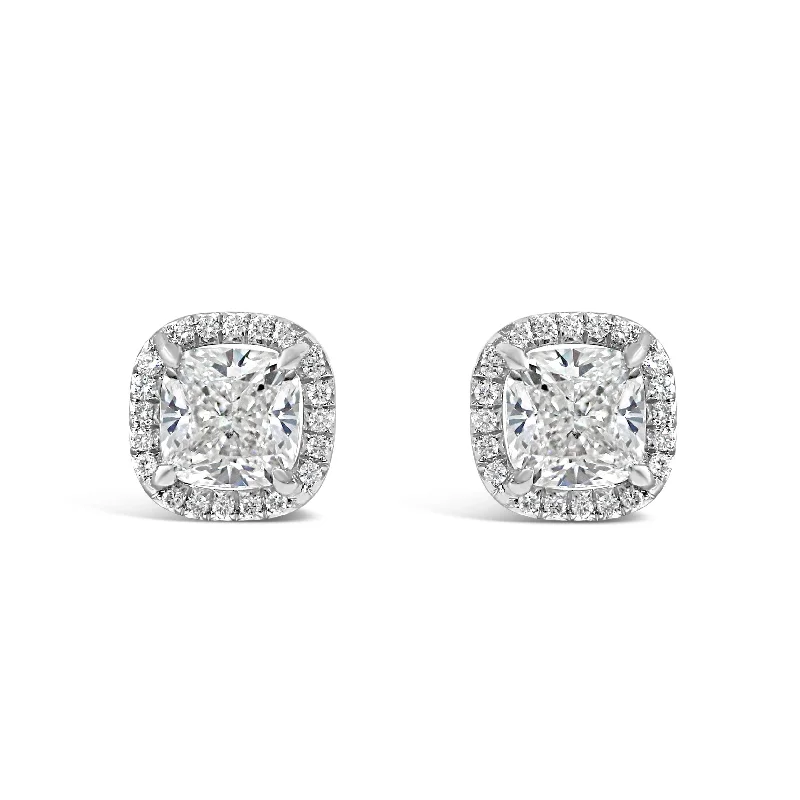 CUSHION CUT DIAMOND HALO EARRINGS