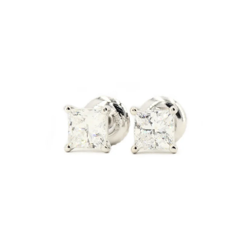 Custom 1.50ctw Princess Cut Diamond Stud Earrings