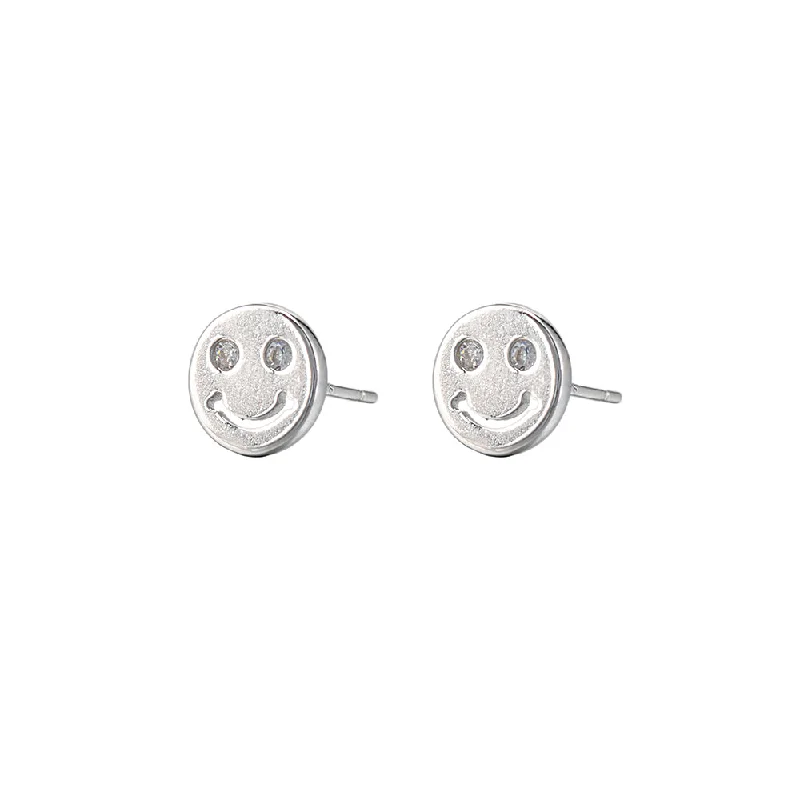 CZ Eyes Smiley Face Earrings