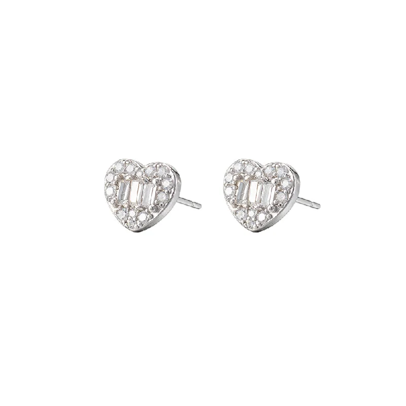 CZ Heart Stud Earrings