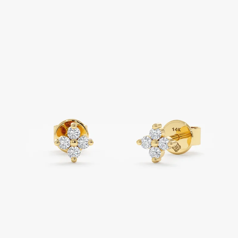 Dainty Diamond Clover Studs, Scarlett