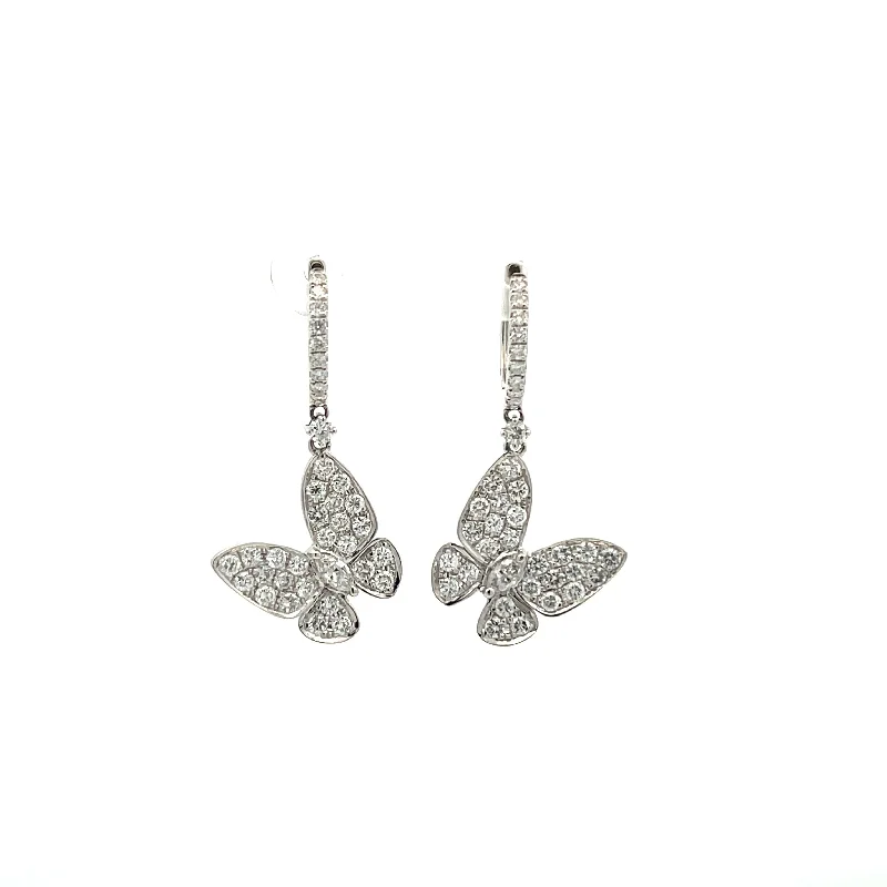 Diamond Butterfly Dangle Earrings