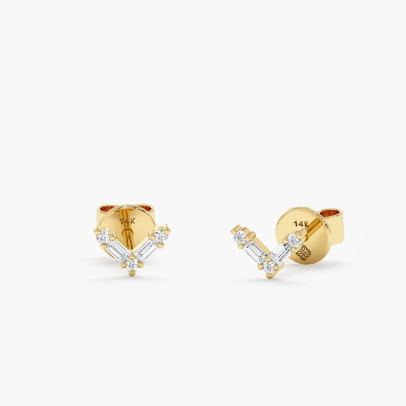 Diamond Chevron Studs, Hyacinth