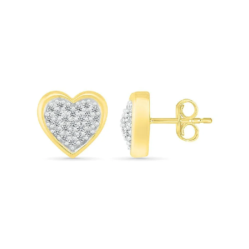 Diamond Heart Earrings in Silver or White Gold