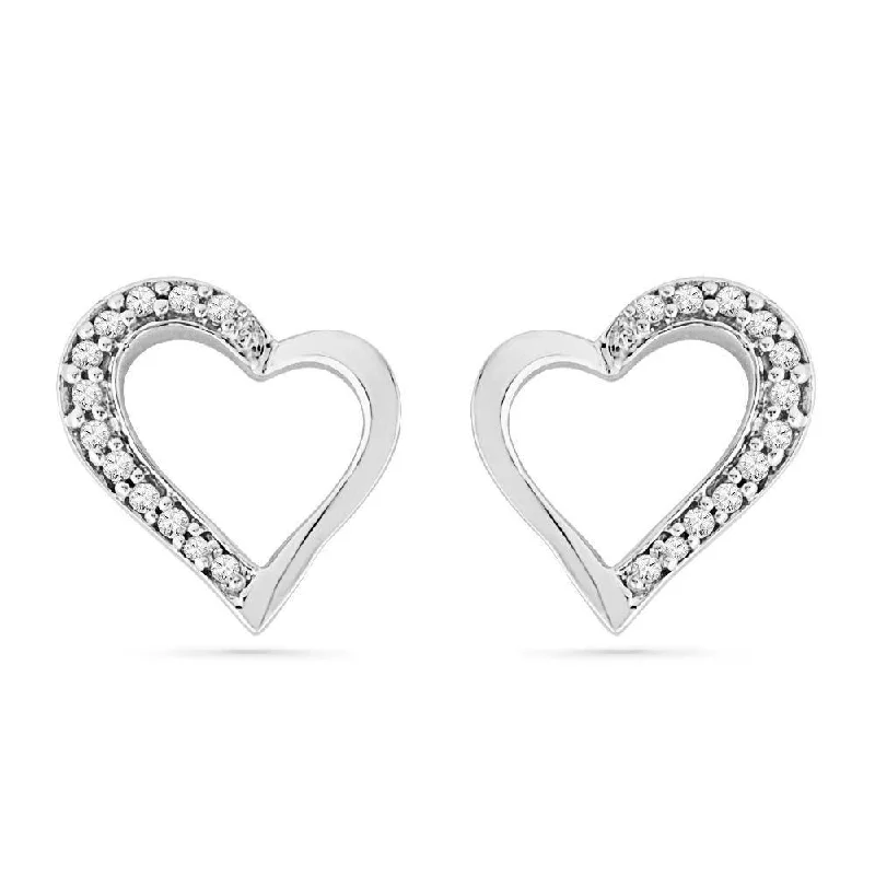 Multi-Diamond Heart Stud Earrings