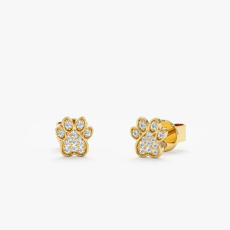 Diamond Paw Earrings, Rory