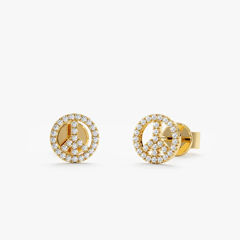 Diamond Peace Sign Studs, Davina