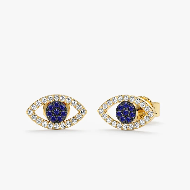 Diamond & Sapphire Eye Stud Earrings, Paisley