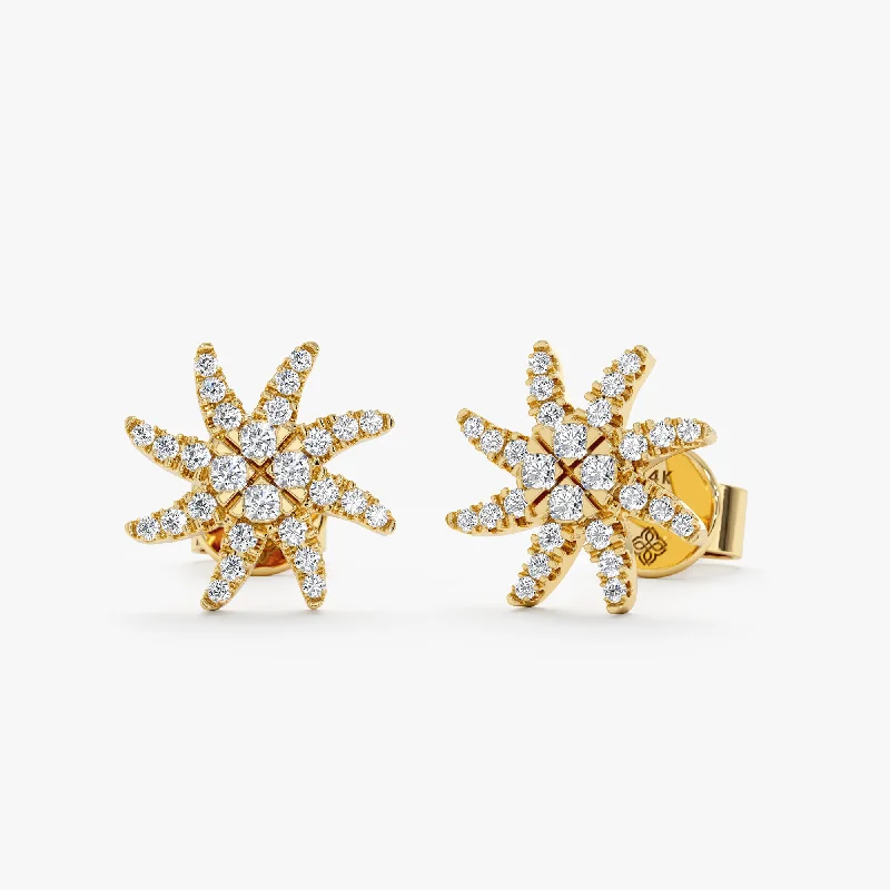 Sunburst Diamond Stud Earrings, Aisha