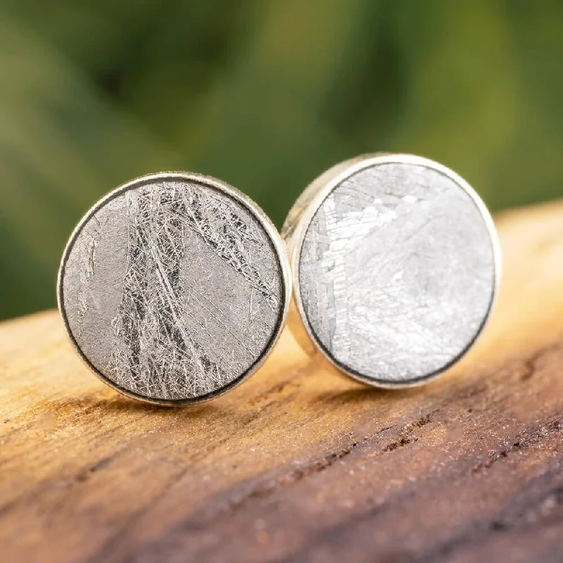 Gibeon Meteorite Stud Earrings in Silver