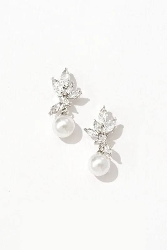 Ines Pearl Drop Silver Earrings