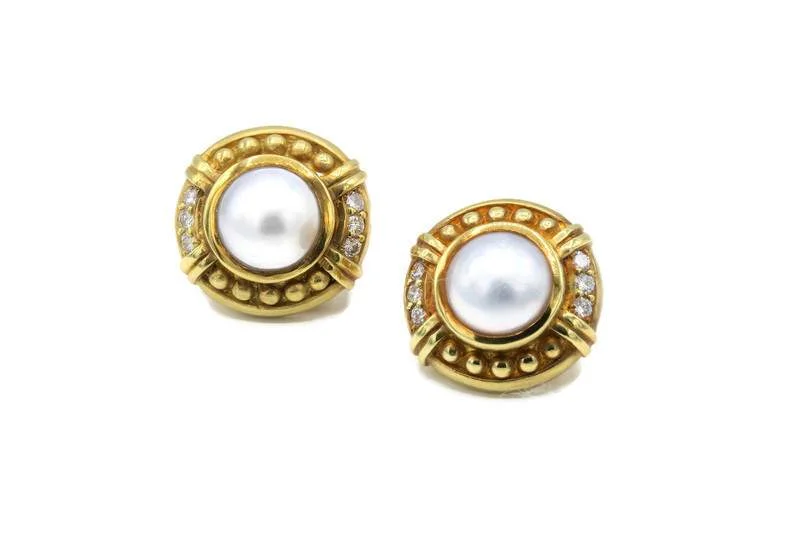 JUDITH RIPKA PEARL AND DIAMOND EARRINGS