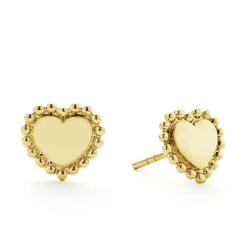 KSL 18K Gold Heart Stud Earrings