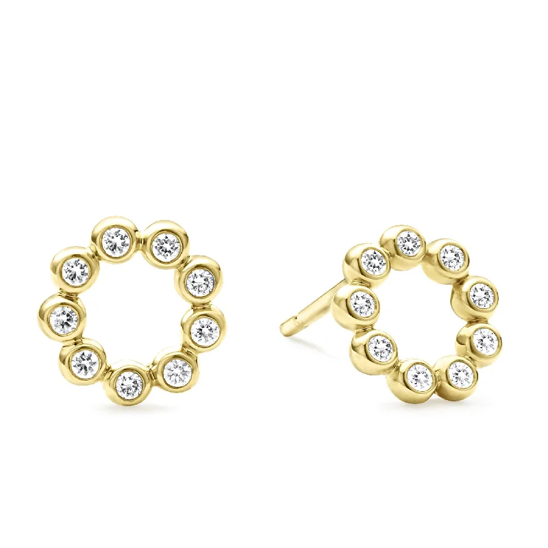 KSL 18K Gold Circle Diamond Stud Earrings