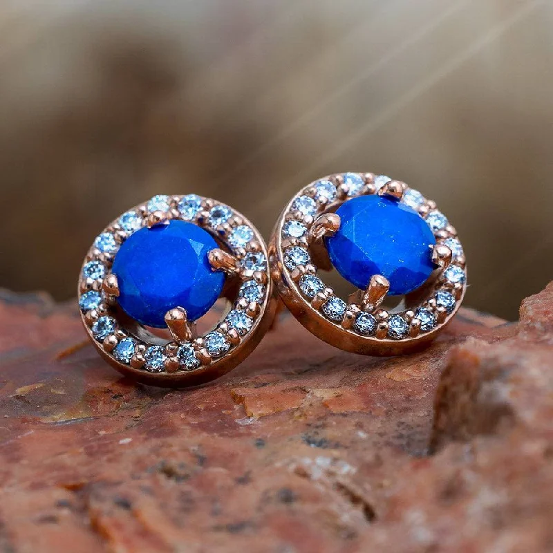 Rose Gold Diamond Halo Stud Earrings