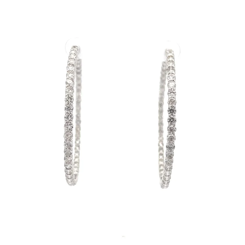 Large Round Diamond Hoop Earrings