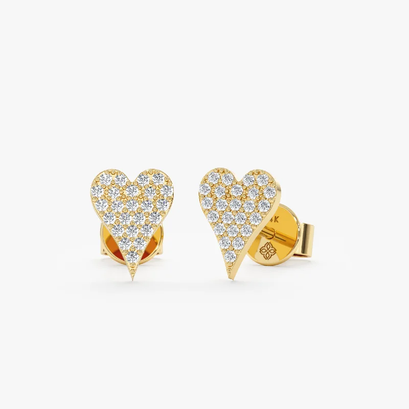 Long Diamond Heart Studs, Natalie