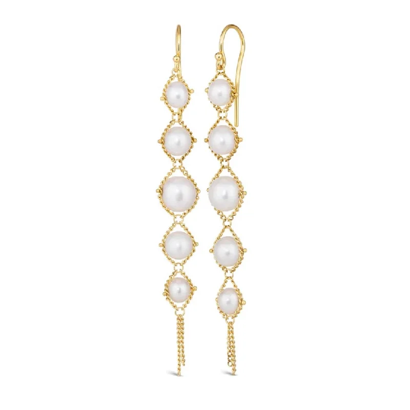 Long Textile Pearl Earring