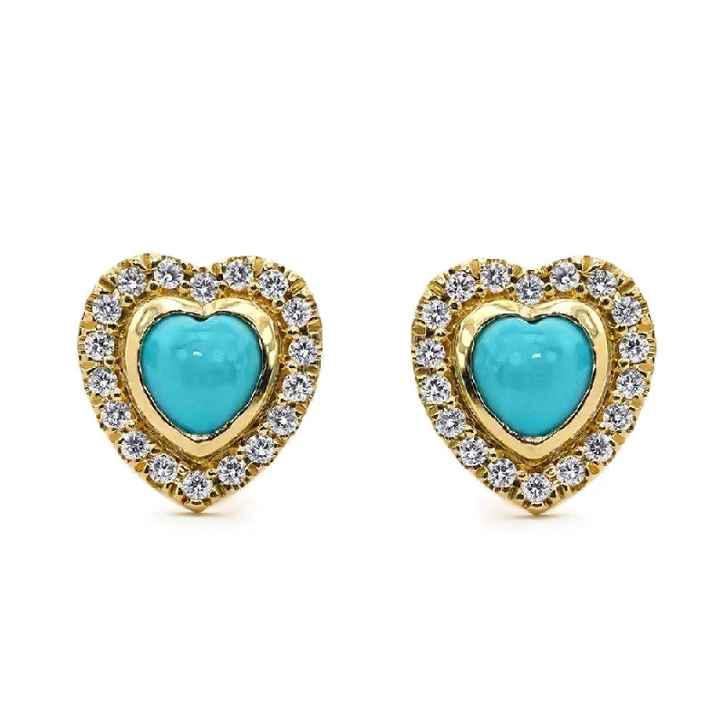 Mark Henry Puffed Turquoise Heart Earrings