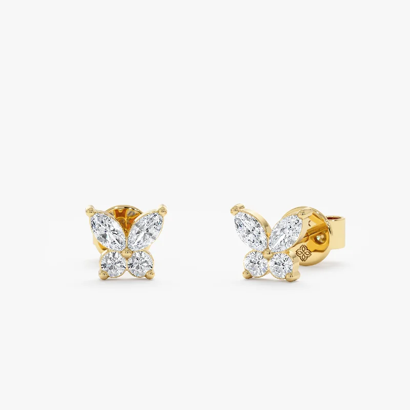 Marquise Diamond Butterfly Studs, Mariposa