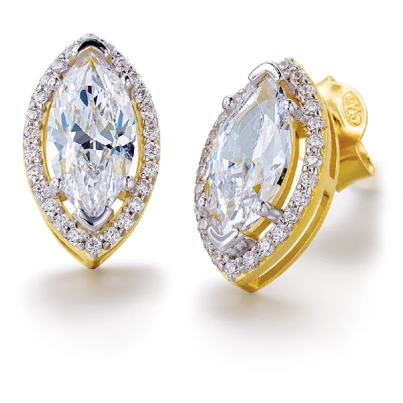 Marquise Halo Stud Earrings