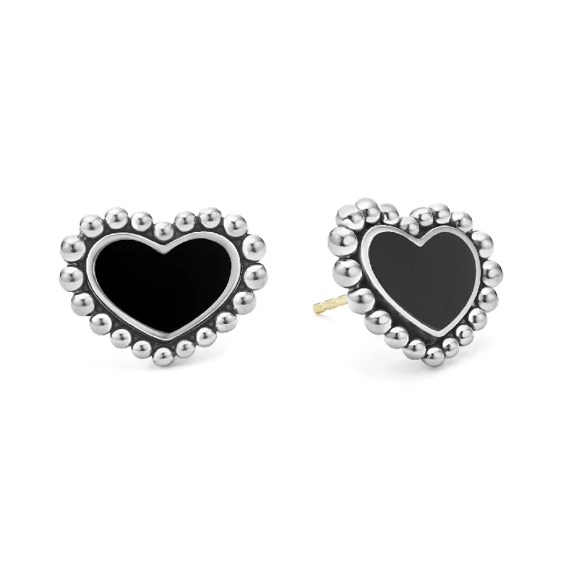 Maya Onyx Heart Stud Earrings