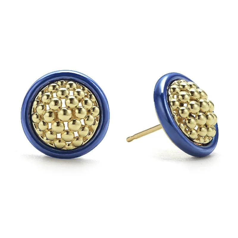 Meridian 18K Gold and Ceramic Stud Earrings