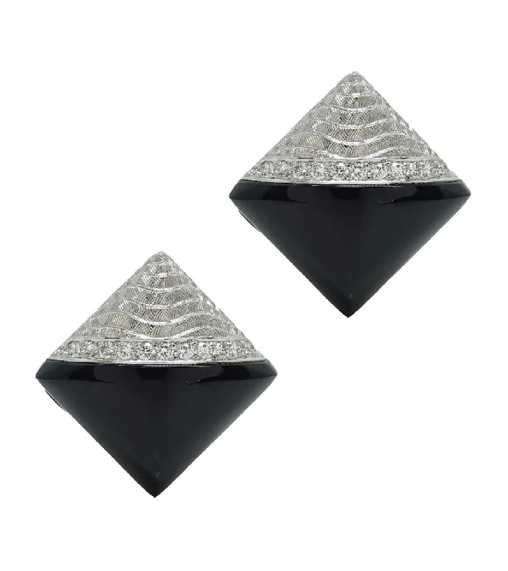 Michael Beaudry Diamond And Onyx Earrings