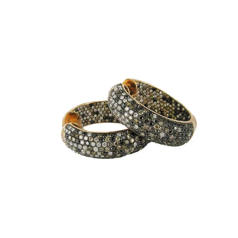 MULTI COLORED DIAMOND PAVE HOOPS